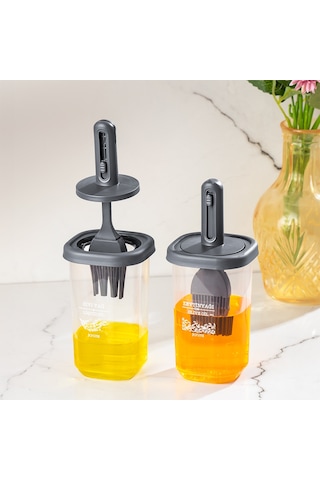 Porsima 0520 2'li Silikon Fırçalı Yağlık Yağdanlık 350 Cc Antrasi