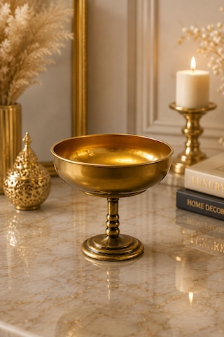 6 Lı Gold Metal Ayaklı Metal Kase Tabak İkramlık Sunum Kasesi Sunumluk 8 9cm