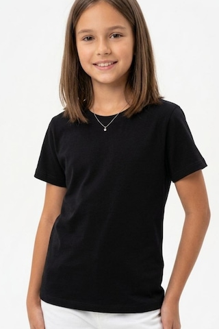 Modanıno Kız Çocuk 2'li T-shirt Geniş Kalıp Ve Basic 6-14 Yaş 12692ds Siyah