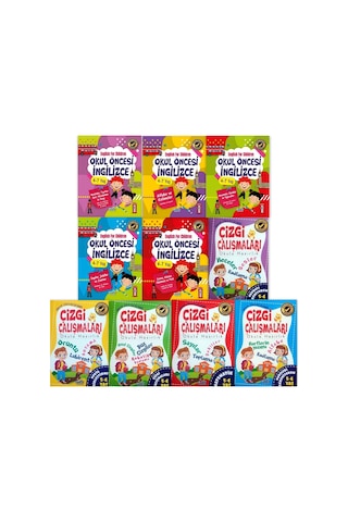 Okul Öncesi Ingilizce ve Çizgi Çalışmaları Eğitim Seti 10 Kitap