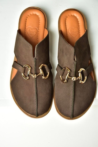 Fox Shoes U944150403 Kahverengi Hakiki Deri Önü Kapalı Kadın Terlik Kahverengi-hakiki Deri