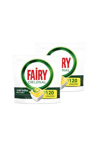 Fairy Hepsi Bir Arada Limon Kokulu Bulaşık Makinesi Deterjanı 2 x 120 Tablet