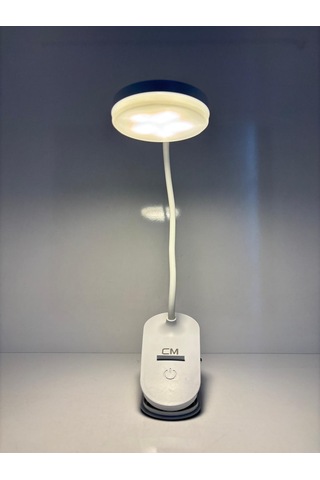 Cm 3 Işık Modlu Led Masa Lambası Mandallı, Usb Şarjlı, Taşınabilir Beyaz