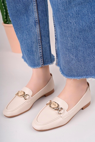 Aymood Kadın Loafer Makosen Casual Tokalı Günlük Ayakkabı Şık Ve Rahat C Nude Cilt Bej