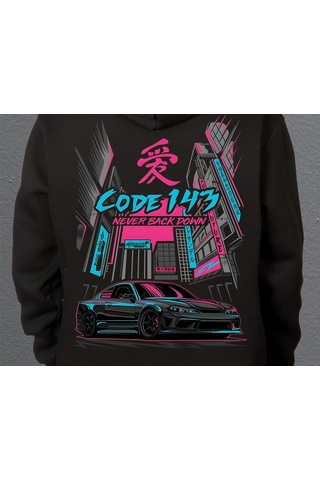 Bumeta Nissan Silvia Code 143 Araba Car Sweatshirt Unisex Kapüşonlu Hoodie 001