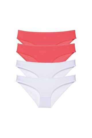 Royaleks 4 adet Eko Set Likralı Kadın Slip Külot Fuşya Beyaz RYL-EKO4030 Beyaz