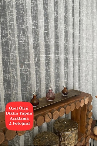 Ağır Gramajlı Çizgili Kareli Örme Desen Tül Perde Sık Pile Kırık Beyaz