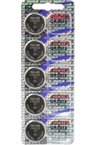 Maxell CR2032 3V Lityum Hologramlı Kartela Düğme Pil 5'li