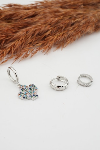 Kadın Kararmaz Altın Kaplama Kaktüs Figürlü 3'Lü Zirkon Set Küp Gümüş-M