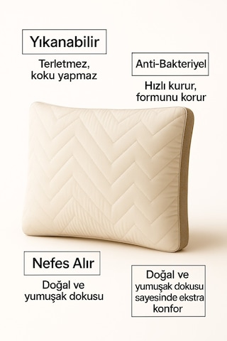 Klimalı Konfor Yastığı Terletmeyen, Gece Boyu Dengeli Uyku Destekli Bej