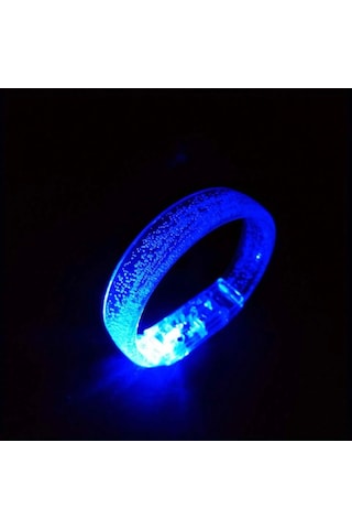 Mavi Led Işıklı Baskı Yapılabilen Pilli Bileklik Bilezik 1,5 Cm Genişlik +0