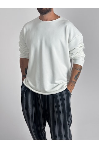 Basic Ekru Erkek Sweatshirt Coc1016 Ekru