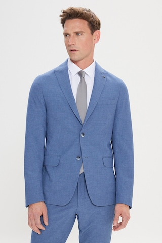 AC&Co / Altınyıldız Classics Erkek Mavı Slim Fit Dar Kesim Kırlangıç Yaka Gofre Desenli Takım Elbise Mavı