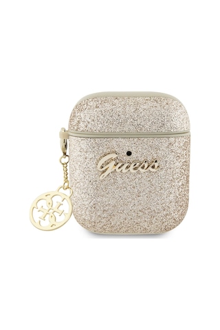 Apple Uyumlu AirPods Kılıf Guess Glitter 4g Charm Exclusive Tasarım Gold