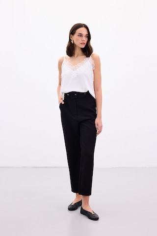 Sateen Kemerli Pantolon - Siyah-136908 siyah