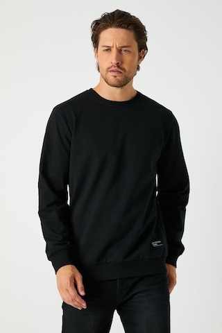Mmetalic Erkek Siyah Basic 2 İplik Bisiklet Yaka Regular Fit Normal Kesim Sweatshirt Siyah