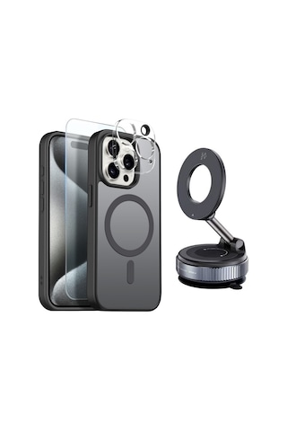 Teleplus Apple, Uyumlu iPhone 14 Pro Kılıf 4-1 Kombin Set Kapak Siyah