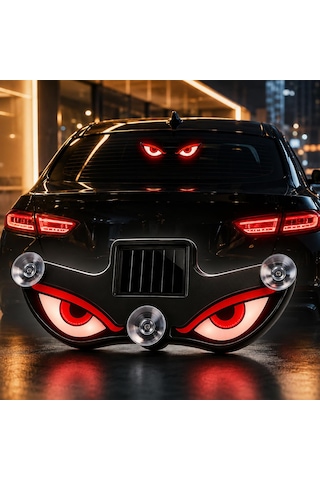 Vantuzlu Solar Güneş Enerjili Ve Şarj Edilebilir Devil Eyes Araç Işıkları Ön/arka/yan Cam İçin Usb Bağlantılı Led Işıkları Kırmızı-sarı