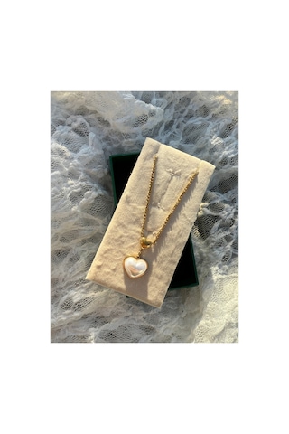 Pearl Heart Gold Kolye Altın