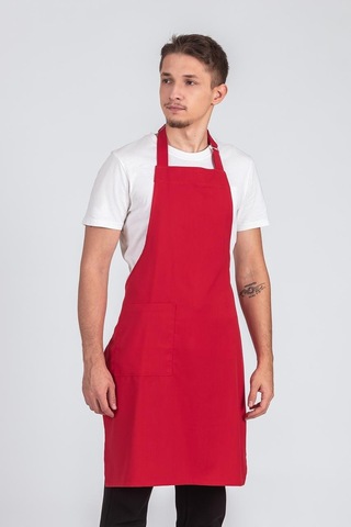 Erkek Boyundan Asmalı Barista Şef Mutfak Önlüğü Kırmızı