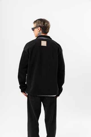 Respire Erkek Zip Oversize Polar Ceket Siyah