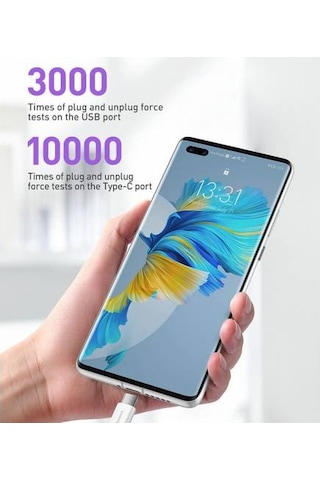 Baseus USB to TYPE-C PD 66W 1M Ultra Hızlı TYPE-C Şarj Kablosu Huawei Xiaomi Şarj Kablosu