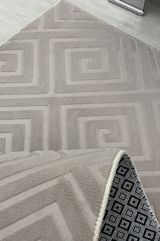 Lüle Halı Delüx Kabartmalı Düz Renk Üstün Kalite De Kaymaz Tabanlı Yolluk Halı Vizon