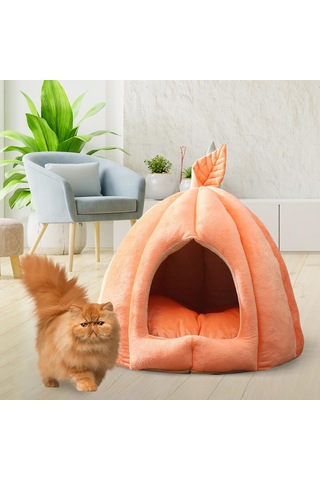 Suntek Mağara Pet Yatak Köpek Çadırı Turuncu-35x35x35cm