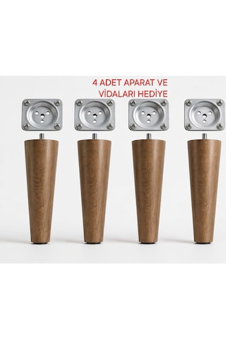 Turkıshrug Kıngdom 4'lü Ahşap Konik Ayak 20 Cmgürgen Koltuk Ayağı Baza Ayağı Tv Ünitesi Ayağı Mobilya Ayağı Koltuk Ayağı Kahverengi