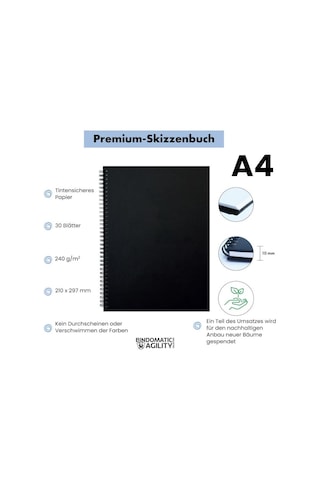 Bindomatic Agility Collection Sketcbook A5 Çizim Defteri 240g 30 Yaprak