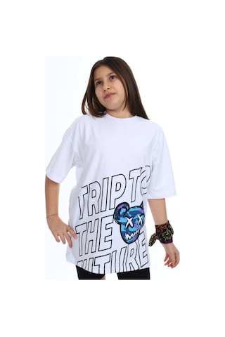 Ekkokids Çocuk Trip Baskılı Tshirt-14548 Beyaz