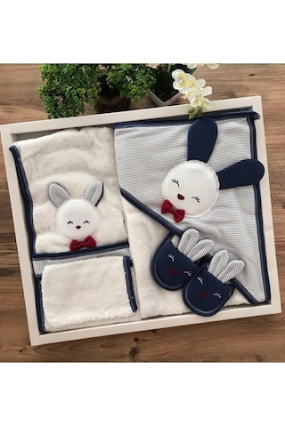 Yeni Kolleksiyon Erkek Bebek Havlu Bornoz Seti L100826 Bebek Doğum si Bej