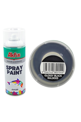 Akfix Sprey Boya Renk Seçiniz 400 Ml İç Ve Dış Cephede Kullanılabilir Mükemmel Kapatıcılık Parlak Siyah