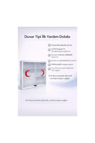 Ayrex Duvar Tipi İlk Yardım Dolabı, Şeffaf Kapaklı, Kilitli, Çok Bölmeli, Plastik Gövde, Ev Ofis İş Yeri İçin Diğer