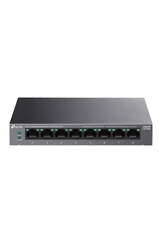 Ls108gp 8 Port Gıgabıt + Rj45 62w 250 Metre Poe Mesafe Metal Kasa