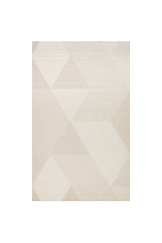 Mona Mn03 Geometrik Desenli Bej Modern Salon Halısı Hav Toz Vermez Kaymaz Tabanlı