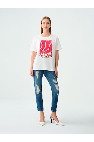 LOFT Regular Fit Kadın Tshirt K.kol Lf2036618 Q1.v1 Beyaz