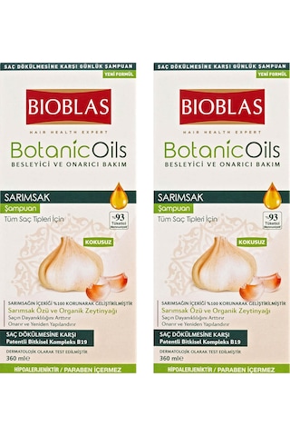 Bioblas Botanic Oils Sarımsak Özlü 360 Ml Şampuan Tüm Saçlar X 2 Adet Tüm Saç Tipleri