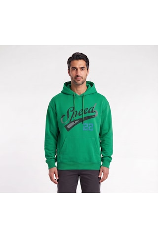 Blow Up Speed 22 Baskılı Kapüşonlu Yeşil Erkek Sweatshirt 12494 Siyah