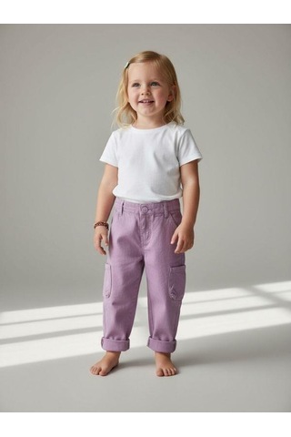 Zekids Kız Bebek Beli Lastikli Yumuşak Dokulu Pantolon-16727 Lila