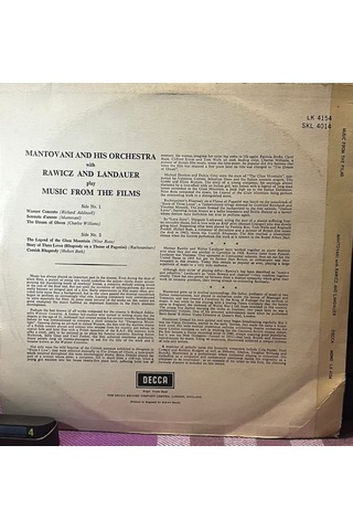 Mantovani With Rawicz And Landauer Music From The Films 12" Vinyl, Lp, Stereo, Decca Skl 4014