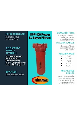 Mpf-100 Power Su Filtresi 1''inç