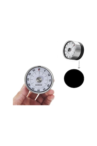 Paslanmaz Çelik Mekanik Zamanlayıcı Timer – Mıknatıslı Yuvarlak Mutfak Zamanlayıcısı