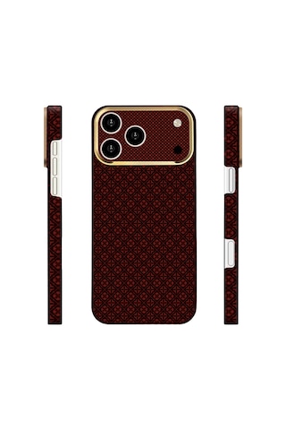 Apple iPhone Uyumlu 17 Pro Max Kılıf Magsafe Şarj Özellikli Premium Retro Çiçek Desenli Kamera Ve Lens Korumali Velix Sert Pc Kapak Bordo