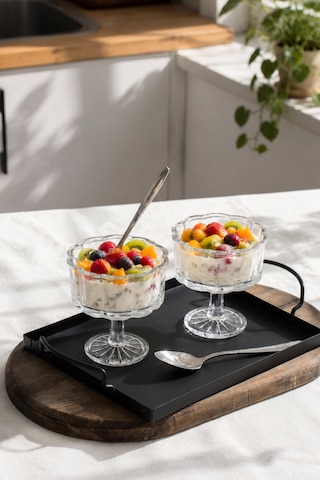 Porsima Rygx080 Reflela 6lı Ayaklı Cam Kase Puding Tatlı Ve Dondurma Kasesi Lokumluk Şekerlik Kase Seti Çerez Kasesi 250ml