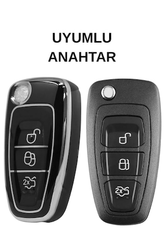 Ford Focus Fiesta Mondeo Kuga Transit Connect Custom Galaxy 3 Buton Nano Anahtar Kılıfı