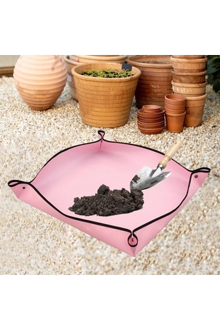 Pazly Taşınabilir Suntek Bitki Saksı Matı 50x50cm - Pembe Renk Vv