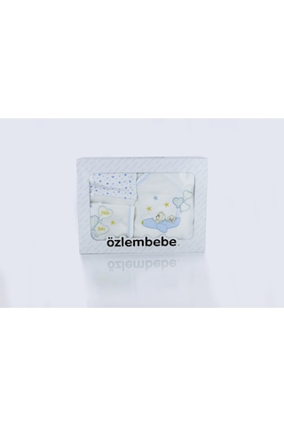 Desenli 5li Zıbın Set Beyaz - Pembe