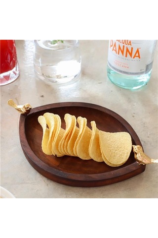 Akayev Ahşap Göz 20 cm Altın Kuş Sunum Tabağı