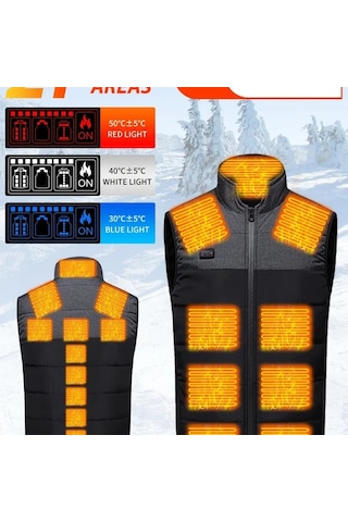 Willowhaven Gri Asya Xxxl 21 Bölge Isıtmalı Yelek, 4 Anaşlı 3 Hızlı V Yaka Isıtıcı Giysi